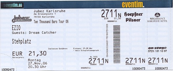 Eintrittskarte Ezio 27.11.2006