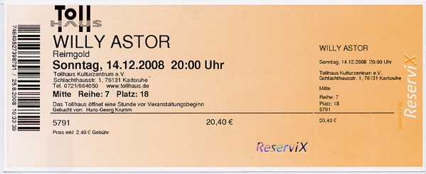 Ticket Willy Astor