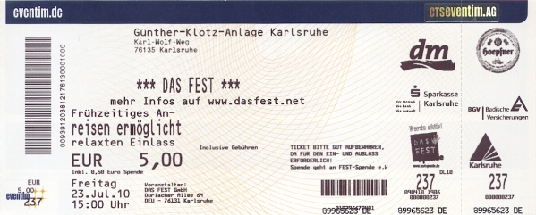 Ticket Das Fest 23.07.2010