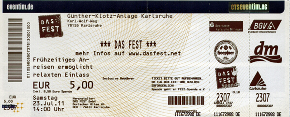 Ticket Das Fest Samstag