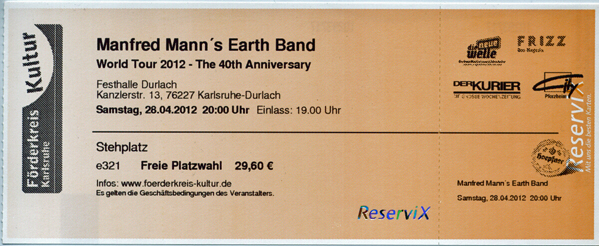 Ticket Manfred Mann's Earth Band