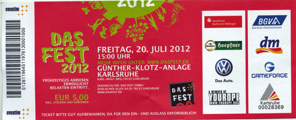 Ticket Das Fest 20.07.2012