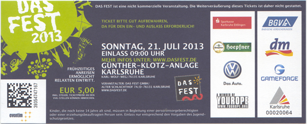 Ticket Das Fest