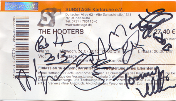 Ticket signed by The Hooters