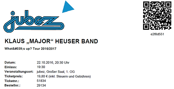 Klaus Major Heuser Band Ticket