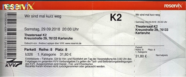 Wir sind mal kurz weg 29.09.2018 K2
        Karlsruhe