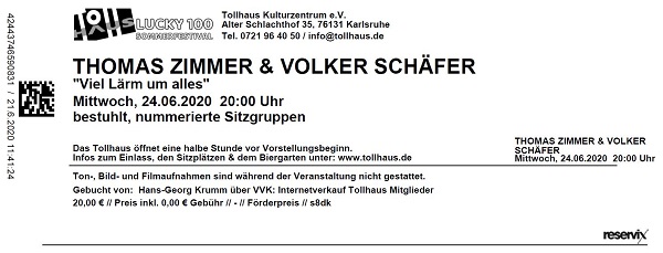Ticket Thomas Zimmer
                Volker Schäfer