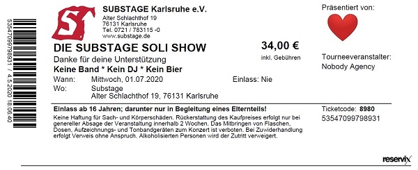 Ticket Substage Soli Show 1. Juli 2020