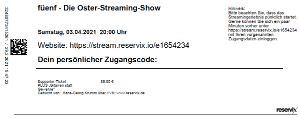 Ticket füenf - Die Oster-Streaming-Show