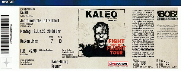 Ticket Kaleo Btaschkapp