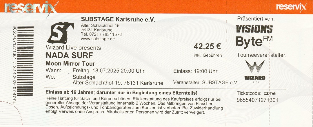 Ticket Nada Surf