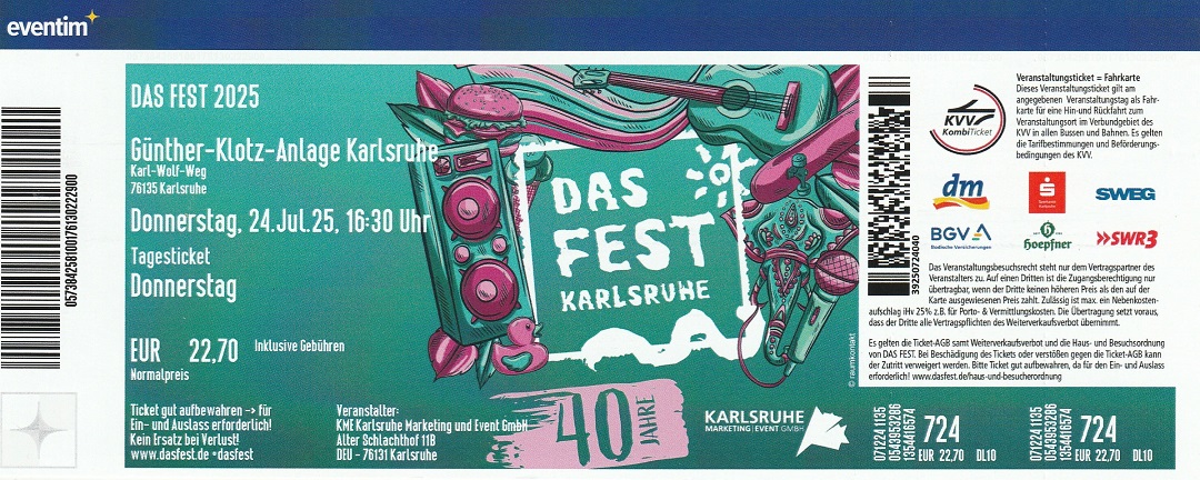 Ticket Das Fest 2025 Donnerstag