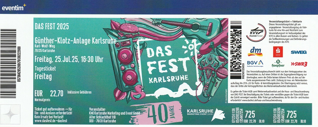 Ticket Das Fest 2025
        Freitag