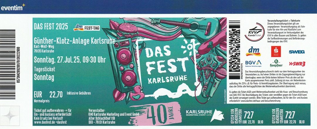 Ticket Das Fest 2025
        Sonntag