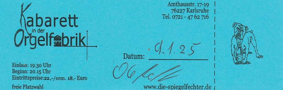 Ticket Stefan Reusch Der
        Jahresr�ckblick 2025 09.01.2026 Orgelfabrik Karlsruhe-Durlach