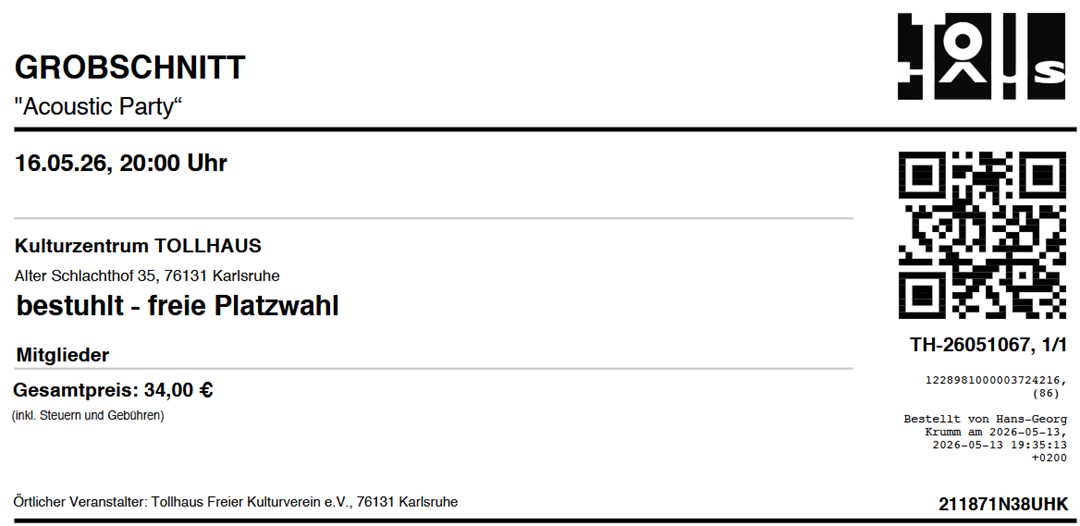 Ticket Grobschnitt 16.05.2026 Tollhaus
        Karlsruhe